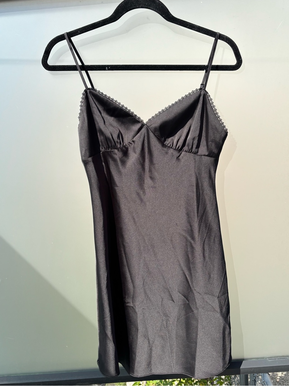 Sunday Best Satin Mini Slip with Lace-Details
